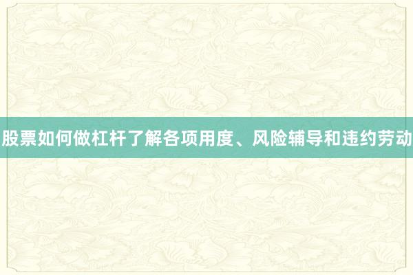 股票如何做杠杆了解各项用度、风险辅导和违约劳动