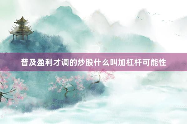 普及盈利才调的炒股什么叫加杠杆可能性