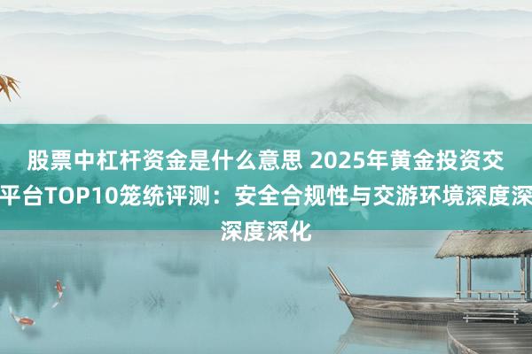 股票中杠杆资金是什么意思 2025年黄金投资交游平台TOP10笼统评测：安全合规性与交游环境深度深化