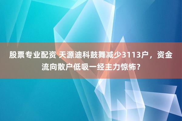 股票专业配资 天源迪科鼓舞减少3113户，资金流向散户低吸一经主力惊怖？