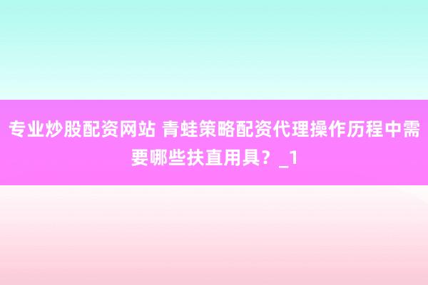 专业炒股配资网站 青蛙策略配资代理操作历程中需要哪些扶直用具？_1