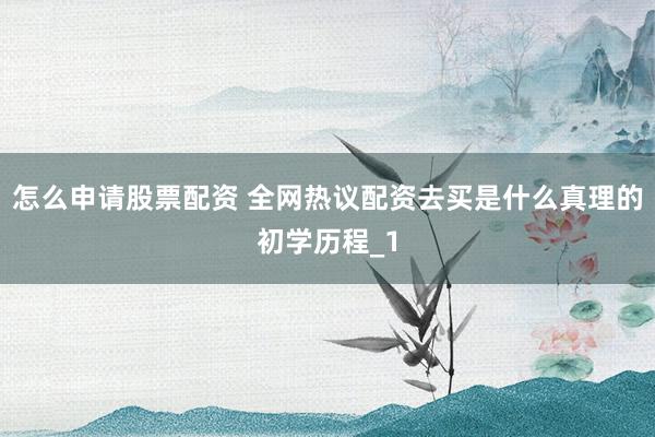 怎么申请股票配资 全网热议配资去买是什么真理的初学历程_1